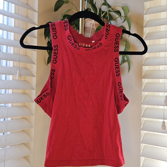 Guess Red Sleeveless Crop Tank Top - Picture 1 of 6